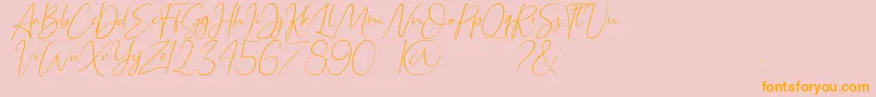 Bettrish Italic-Schriftart – Orangefarbene Schriften auf rosa Hintergrund