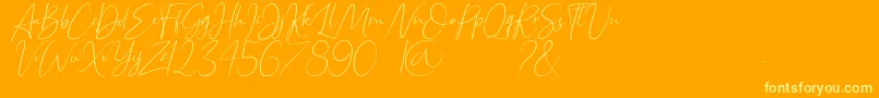 Bettrish Italic-Schriftart – Gelbe Schriften auf orangefarbenem Hintergrund