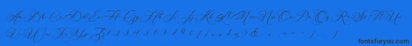 Fonte Betty Laudia Script – fontes pretas em um fundo azul