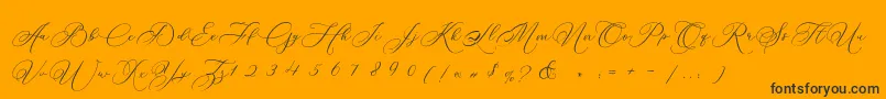 Betty Laudia Script-Schriftart – Schwarze Schriften auf orangefarbenem Hintergrund