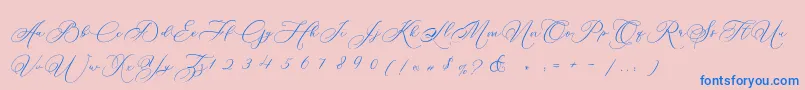 Betty Laudia Script-Schriftart – Blaue Schriften auf rosa Hintergrund