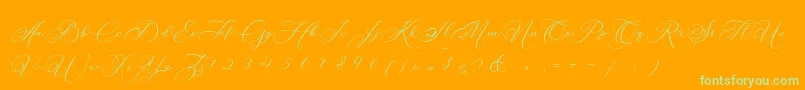 Betty Laudia Script-Schriftart – Grüne Schriften auf orangefarbenem Hintergrund