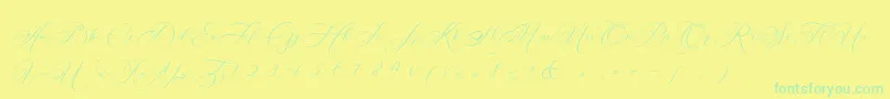 Betty Laudia Script-Schriftart – Grüne Schriften auf gelbem Hintergrund