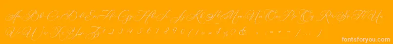 Betty Laudia Script-Schriftart – Rosa Schriften auf orangefarbenem Hintergrund