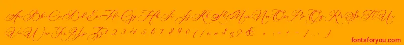 Betty Laudia Script Font – Red Fonts on Orange Background