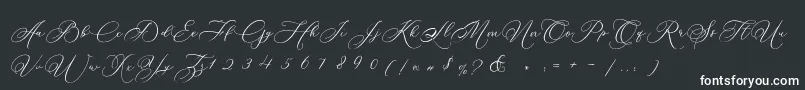 Betty Laudia Script-Schriftart – Weiße Schriften auf schwarzem Hintergrund