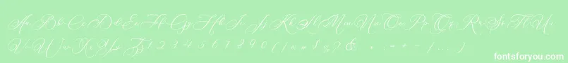 Fonte Betty Laudia Script – fontes brancas em um fundo verde