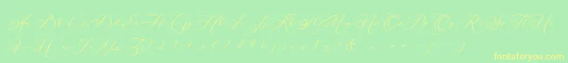 Betty Laudia Script-Schriftart – Gelbe Schriften auf grünem Hintergrund
