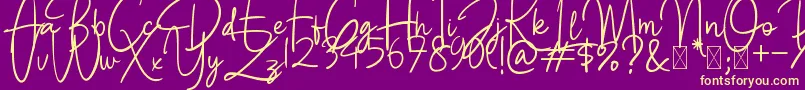 BettyLavea Font – Yellow Fonts on Purple Background
