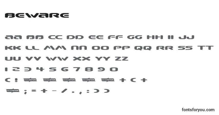 BEWARE   (121197)-fontti – aakkoset, numerot, erikoismerkit
