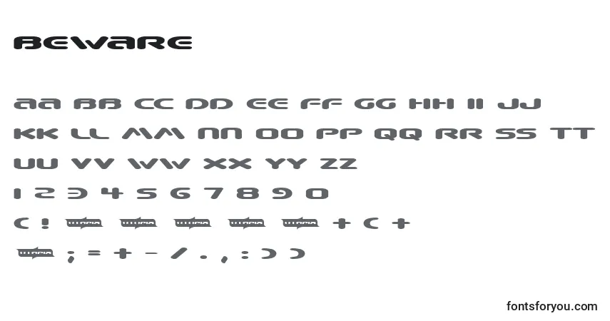 BEWARE   (121197) Font – alphabet, numbers, special characters