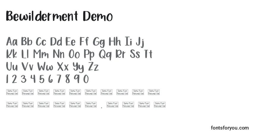 Czcionka Bewilderment Demo – alfabet, cyfry, specjalne znaki