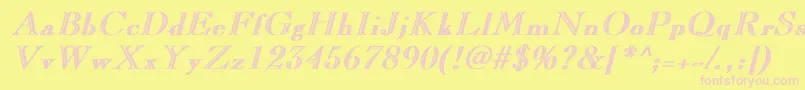 Fonte LaraBoldItalic – fontes rosa em um fundo amarelo