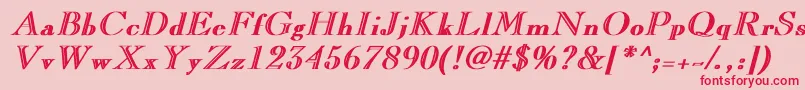 フォントLaraBoldItalic – ピンクの背景に赤い文字