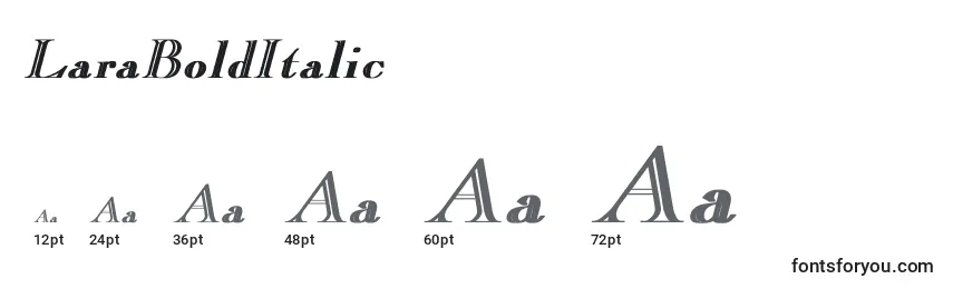 Размеры шрифта LaraBoldItalic