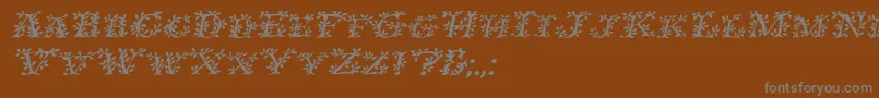 IvydisplaycapsItalic-Schriftart – Graue Schriften auf braunem Hintergrund