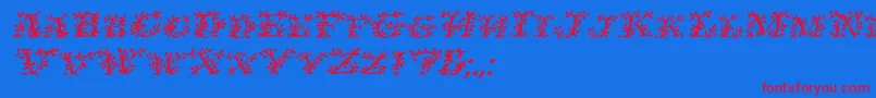 IvydisplaycapsItalic Font – Red Fonts on Blue Background