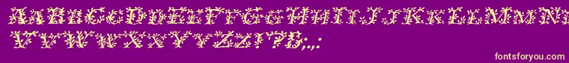 IvydisplaycapsItalic-Schriftart – Gelbe Schriften auf violettem Hintergrund