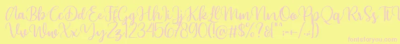 Beyonce demo-Schriftart – Rosa Schriften auf gelbem Hintergrund