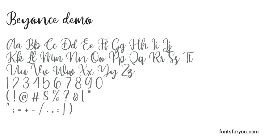 Beyonce demo (121204)-fontti – aakkoset, numerot, erikoismerkit