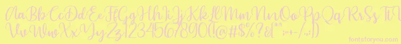 Beyonce demo-Schriftart – Rosa Schriften auf gelbem Hintergrund