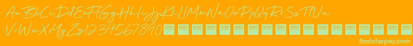 Beyond Infinity   Demo Font – Green Fonts on Orange Background