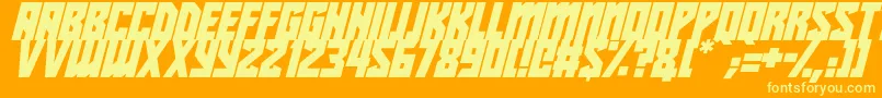 Czcionka Beyond The Stars Italic – żółte czcionki na pomarańczowym tle