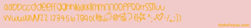 フォントHaloweenisbackyeahhhh – オレンジの文字がピンクの背景にあります。
