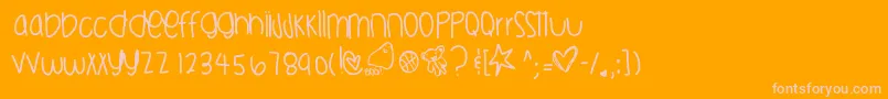 Haloweenisbackyeahhhh-Schriftart – Rosa Schriften auf orangefarbenem Hintergrund