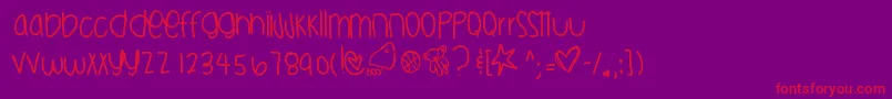 Haloweenisbackyeahhhh-Schriftart – Rote Schriften auf violettem Hintergrund