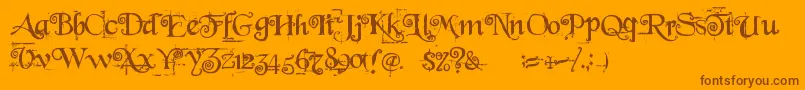 Beyond Wonderland-Schriftart – Braune Schriften auf orangefarbenem Hintergrund