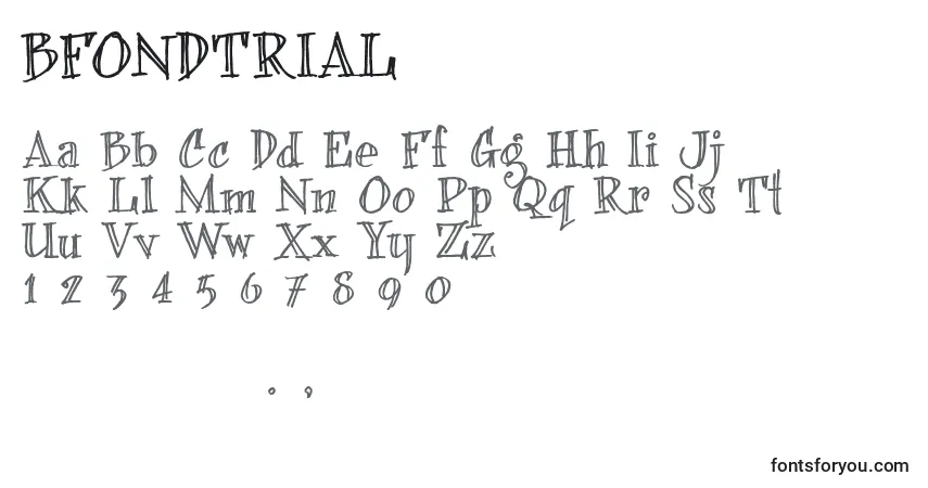 A fonte BFONDTRIAL (121211) – alfabeto, números, caracteres especiais