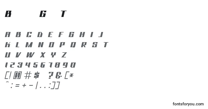 Schriftart Bhejeuct Gash Typeface – Alphabet, Zahlen, spezielle Symbole
