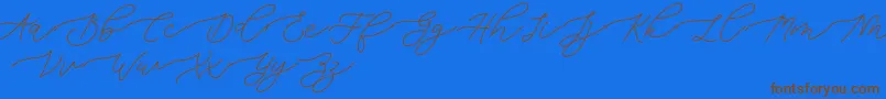 Bianca-Schriftart – Braune Schriften auf blauem Hintergrund