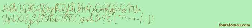 フォントBianka Script – 緑の背景に茶色のフォント