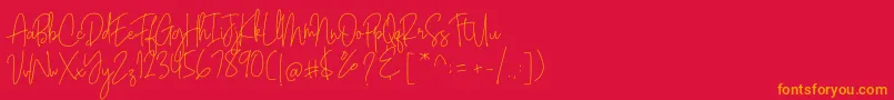 Bianka Script-Schriftart – Orangefarbene Schriften auf rotem Hintergrund