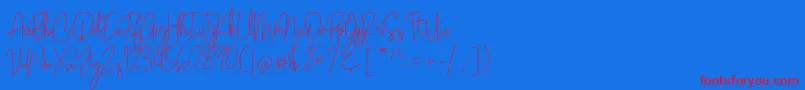 Bianka Script-Schriftart – Rote Schriften auf blauem Hintergrund