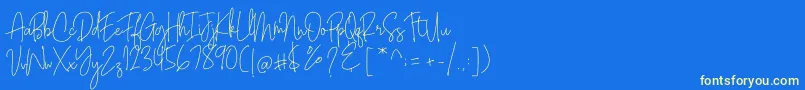 Fonte Bianka Script – fontes amarelas em um fundo azul