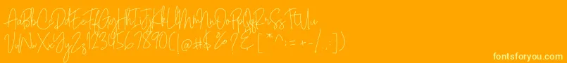 Bianka Script-Schriftart – Gelbe Schriften auf orangefarbenem Hintergrund