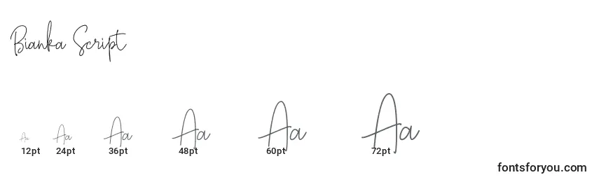 Bianka Script Font Sizes