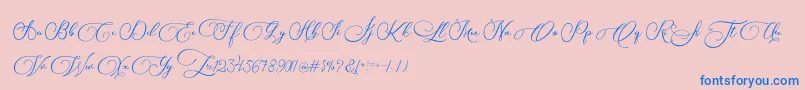 Biargabara-Schriftart – Blaue Schriften auf rosa Hintergrund