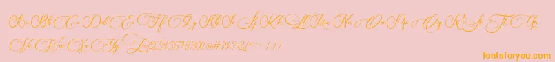 Biargabara-Schriftart – Orangefarbene Schriften auf rosa Hintergrund