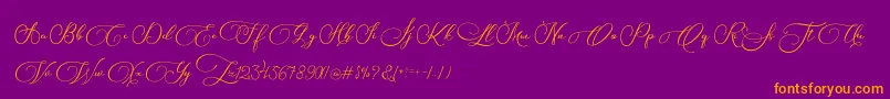 Biargabara-Schriftart – Orangefarbene Schriften auf violettem Hintergrund