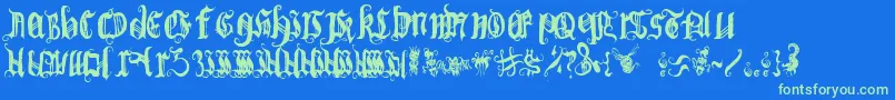 BichOgothic 1 2-Schriftart – Grüne Schriften auf blauem Hintergrund