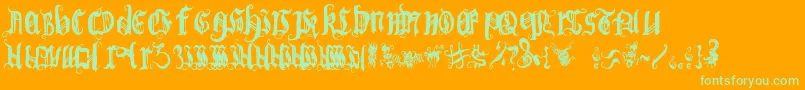 BichOgothic 1 2-Schriftart – Grüne Schriften auf orangefarbenem Hintergrund