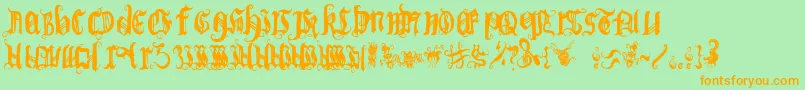 BichOgothic 1 2 Font – Orange Fonts on Green Background