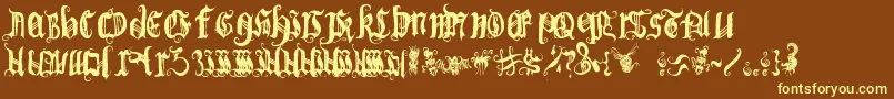 BichOgothic 1 2-Schriftart – Gelbe Schriften auf braunem Hintergrund