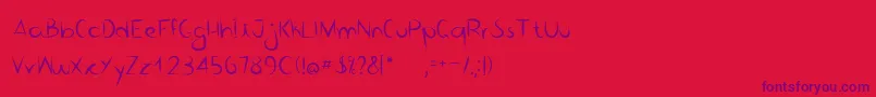 Bico de pena   Regular Font – Purple Fonts on Red Background