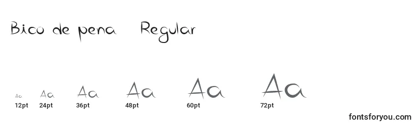 Размеры шрифта Bico de pena   Regular