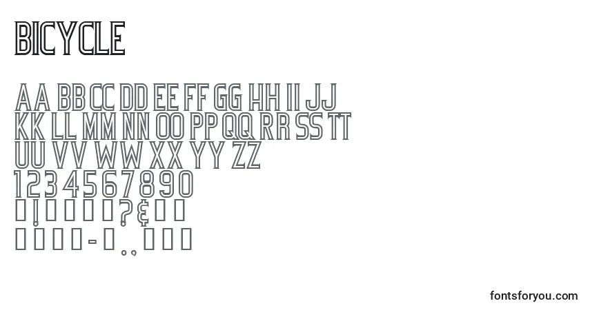 Czcionka Bicycle (121221) – alfabet, cyfry, specjalne znaki